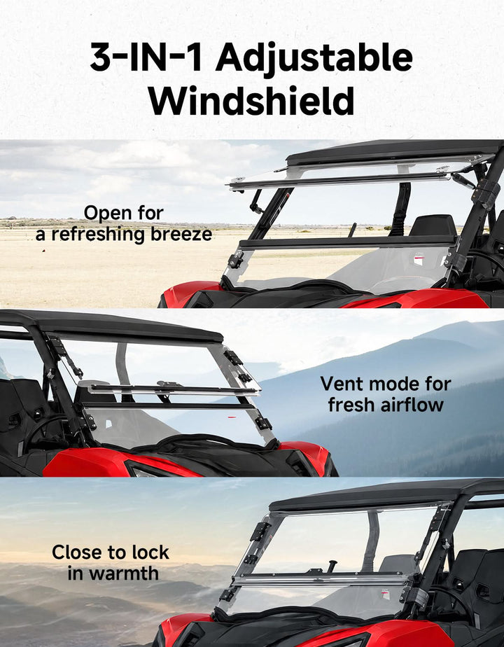 3-in-1 Flip Windshield For Can-Am Commander (2011–2020)