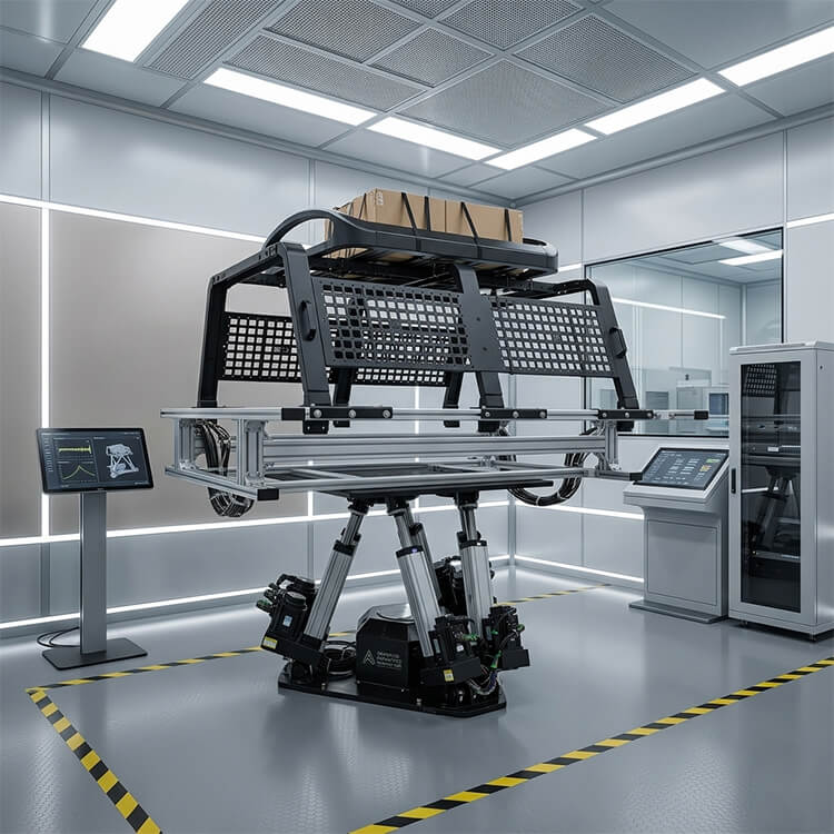6-axis vibration simulation testing for a UTV cargo rack, validating structural strength and fastener reliability for off-road environments.