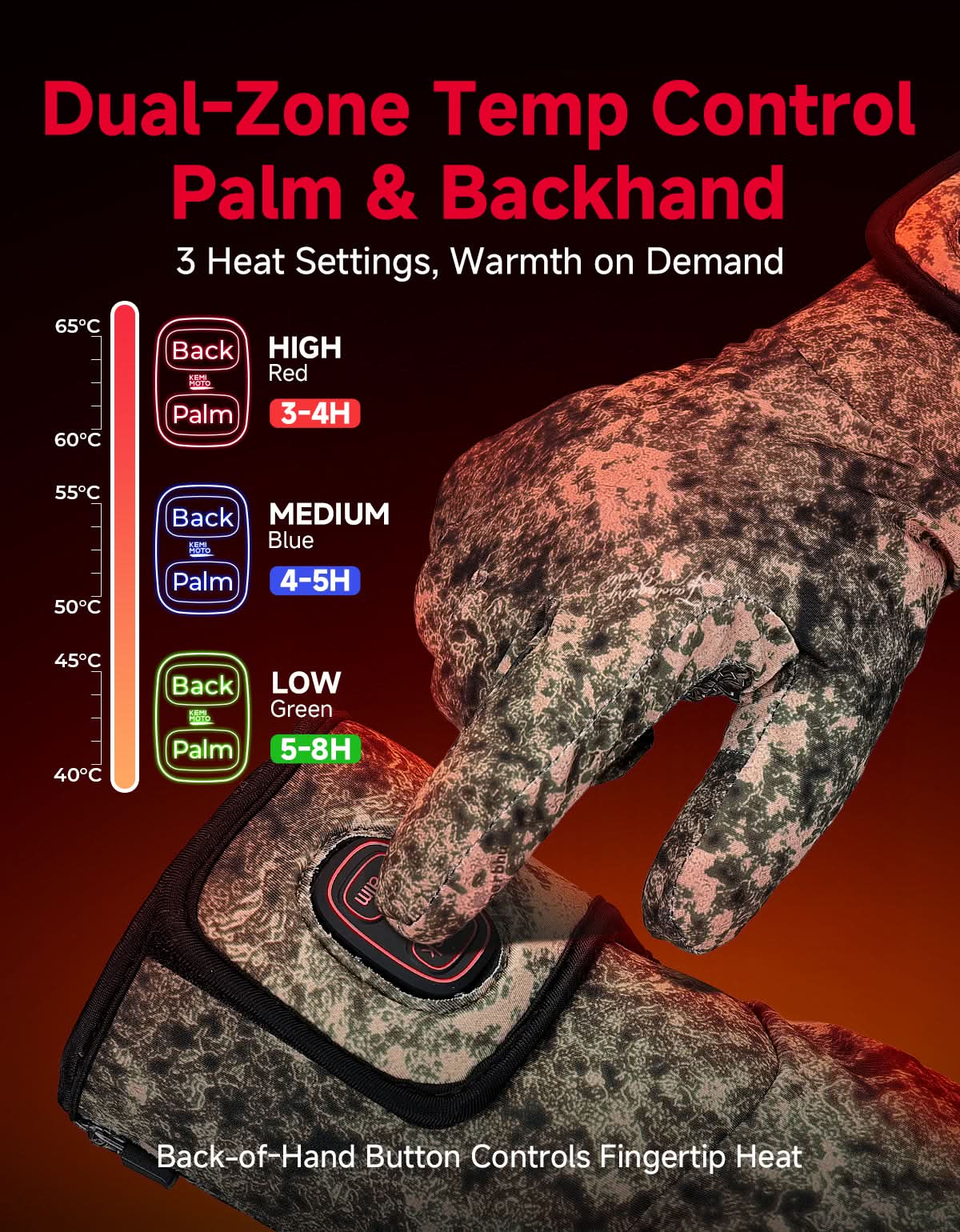 Camo Heated Hunting Gloves with Touchscreen