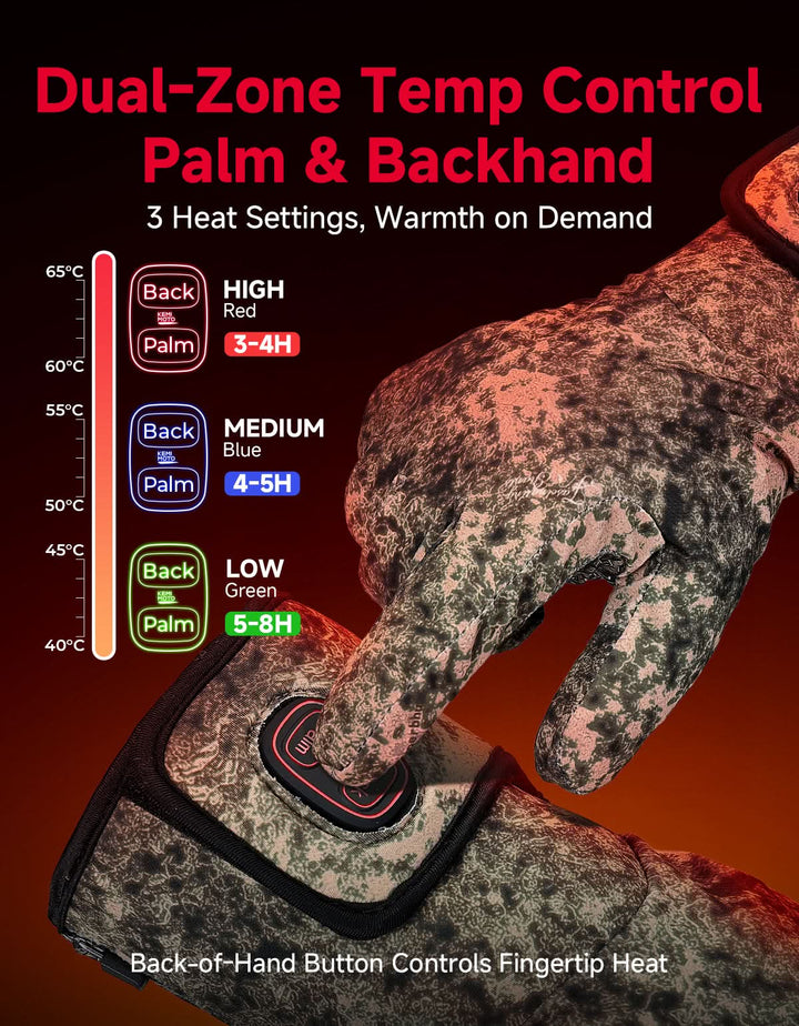 Camo Heated Hunting Gloves with Touchscreen
