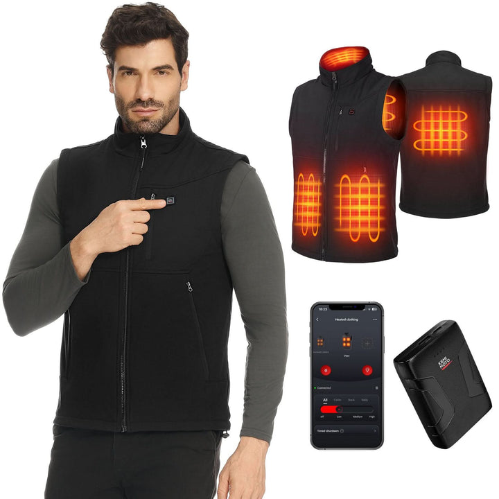 Windproof Heated Vest with APP & Remote Control 10000mAh Battery