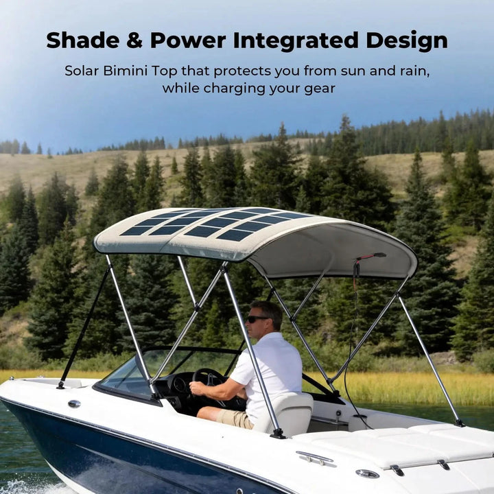 BougeRV 200W N-Type Solar Bimini Top for Boats