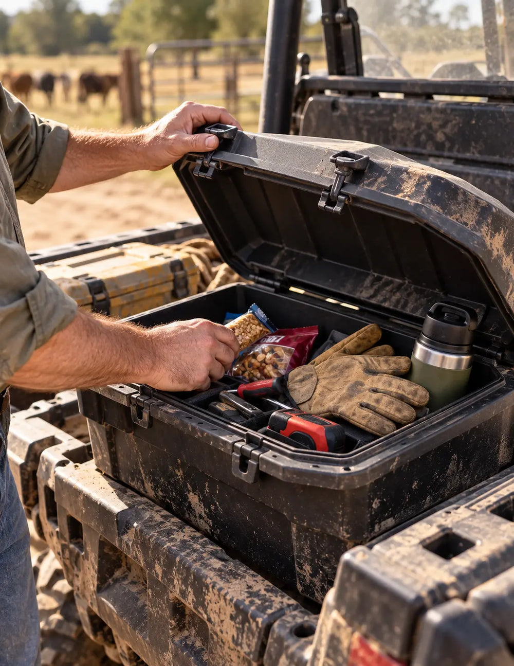 Packed Essentials on Dusty Roads — box, Work, Property Use