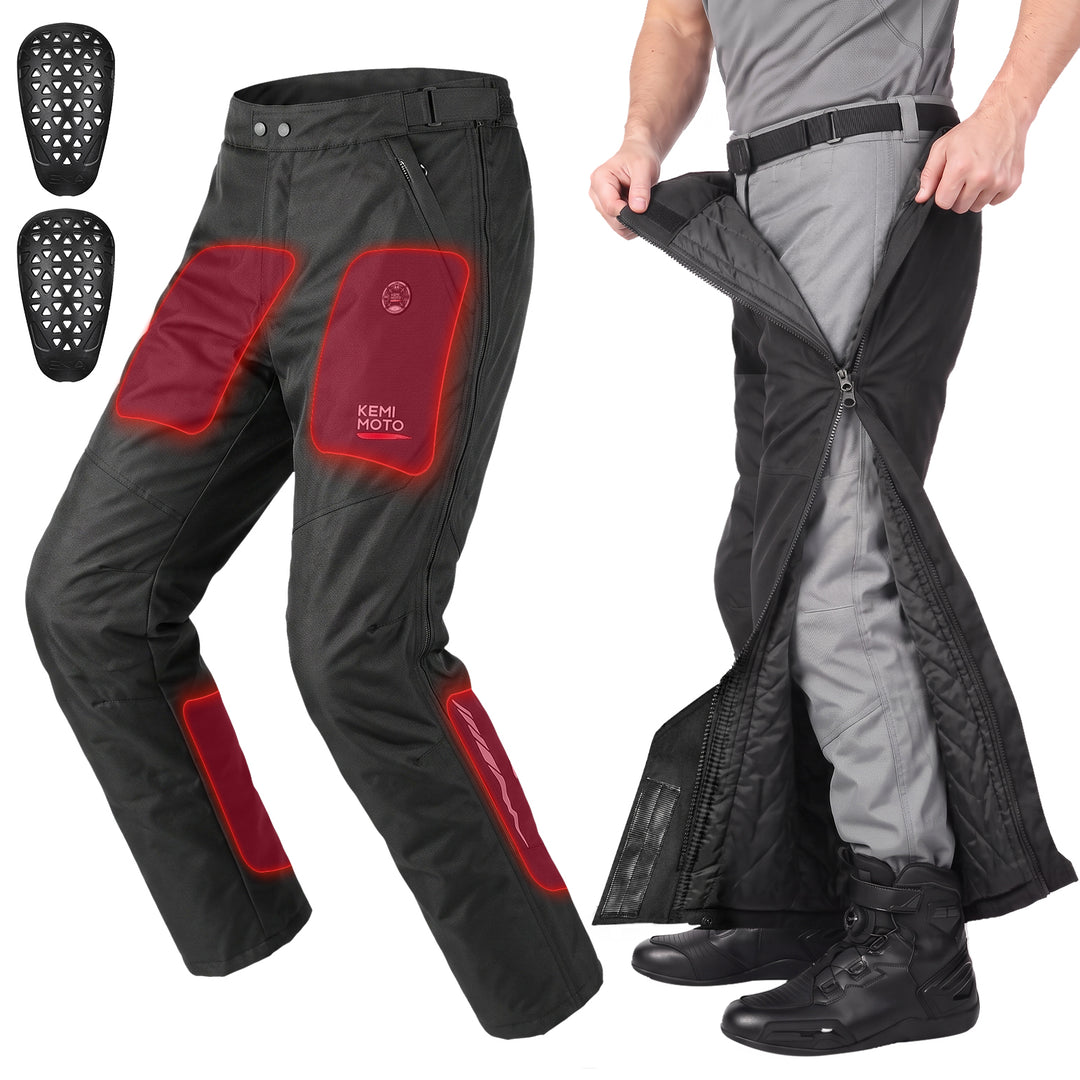 Full-Leg Quick-Off CE Armor Windproof Heated Motorcycle Overpants