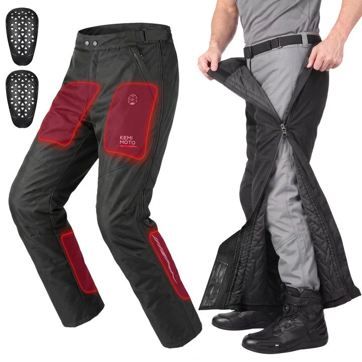 Full-Leg Quick-Off CE Armor Windproof Heated Motorcycle Overpants
