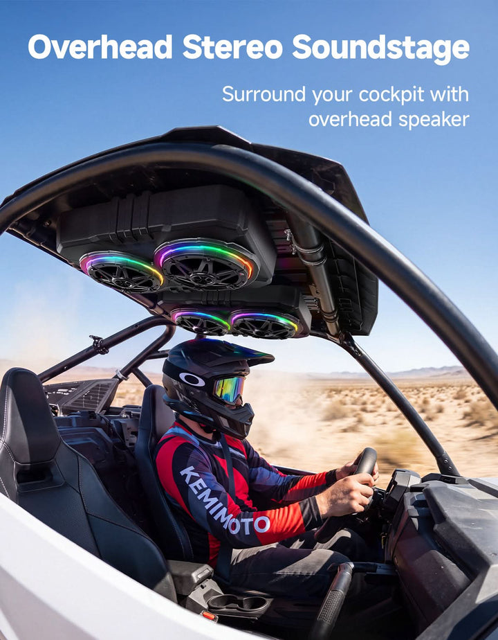 6.5 Inch UTV Roof Sound System Compatible with Can-Am X3 & Max RZR