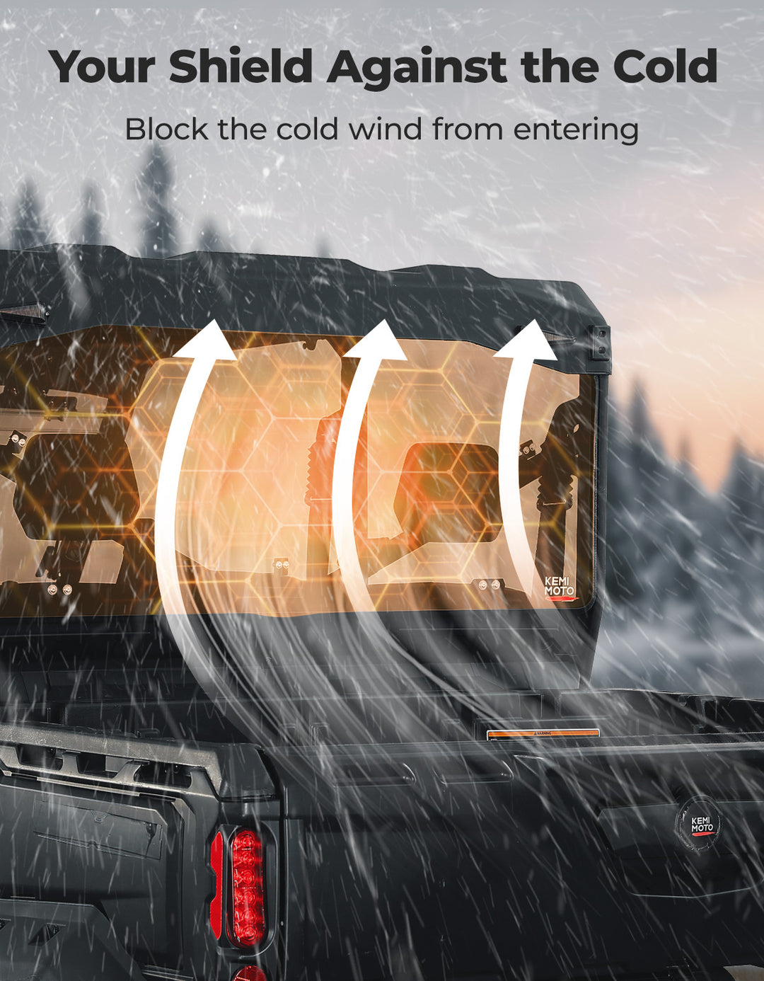 Rear Tinted Windshield for Can-Am Defender HD5/8 /10/MAX - Kemimoto