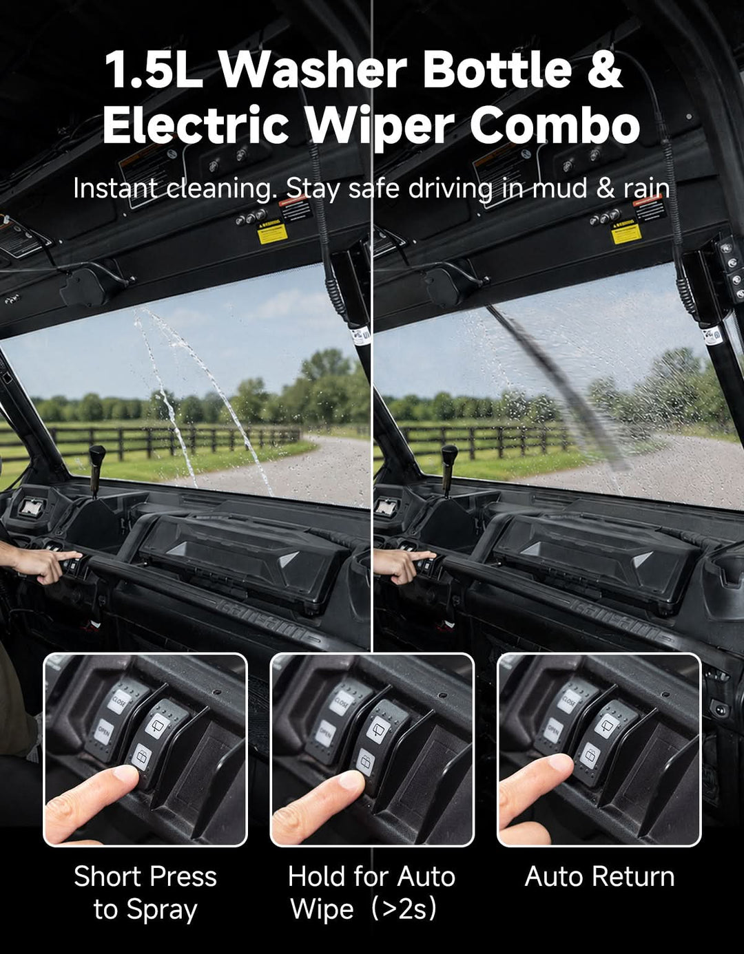 Power Flip Glass Windshield Fits Can-Am Defender