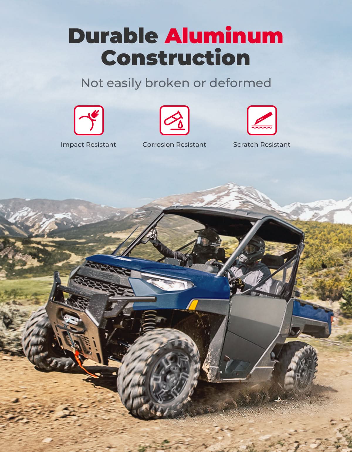 UTV Aluminum Half Door for Ranger XP 1000 2018-2025 - Kemimoto