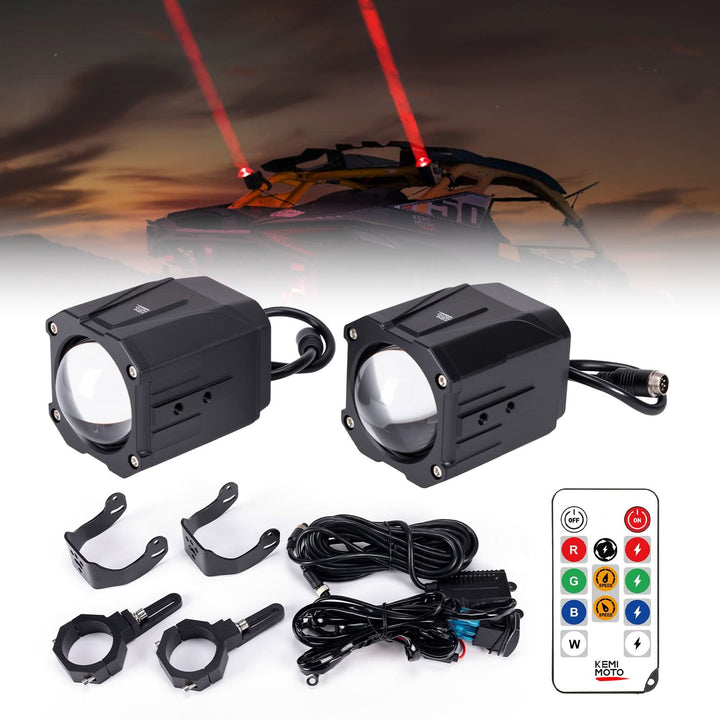 Whipless LED Chase Lights – 9 Flash Modes, Fits 1.5''–2'' Roll Cages – Compatible with RZR, Maverick X3, Defender, CFMoto - Kemimoto