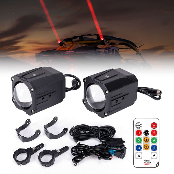Whipless LED Chase Lights – 9 Flash Modes, Fits 1.5''–2'' Roll Cages – Compatible with RZR, Maverick X3, Defender, CFMoto - Kemimoto