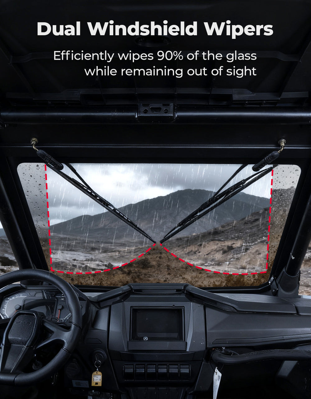 PRO XP Glass Windshield with 2 Manual Wipers for Polaris RZR PRO XP/XP4/PRO S/S4 (2025-2026) - Kemimoto