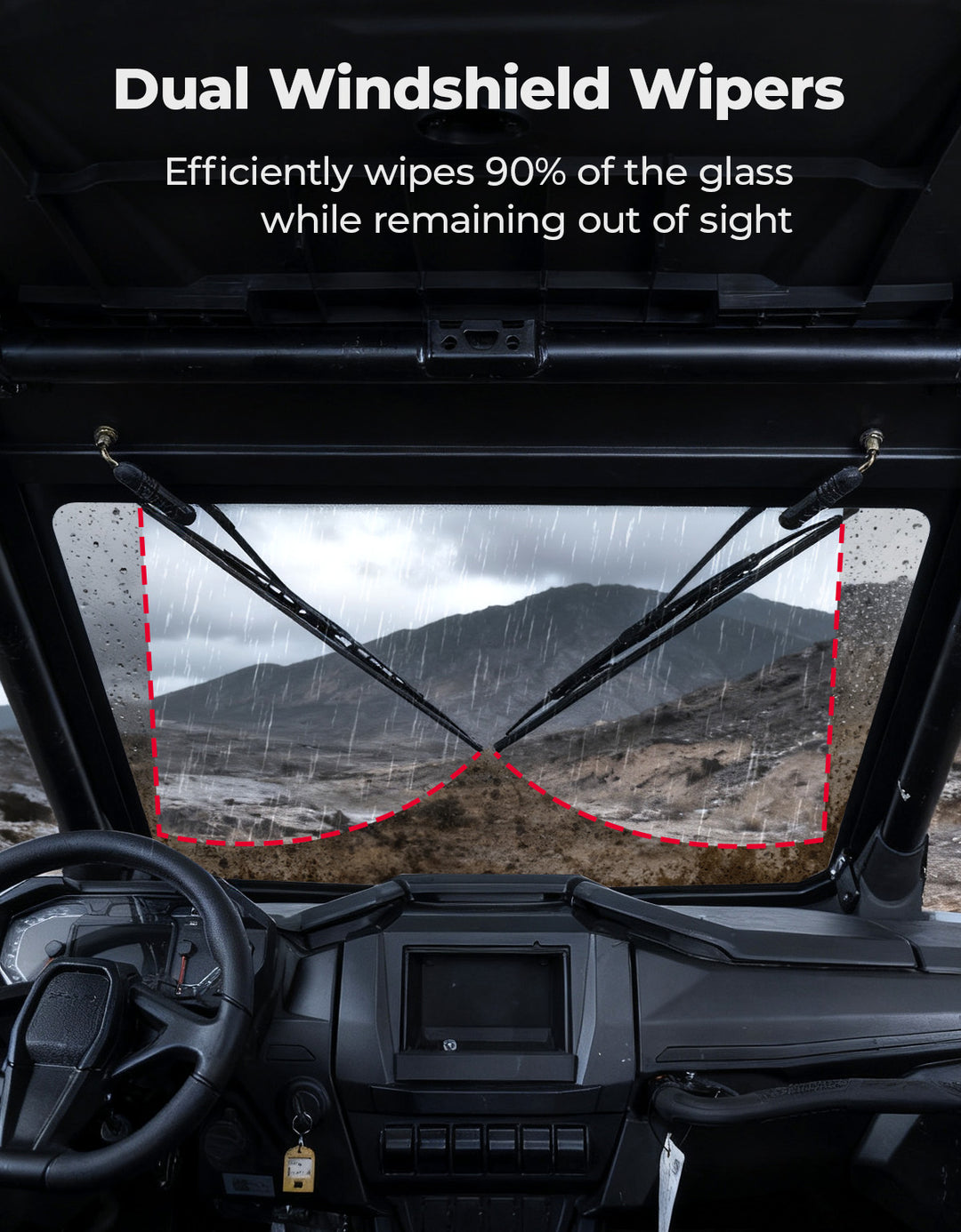 PRO XP Glass Windshield with 2 Manual Wipers for Polaris RZR PRO XP/XP4/PRO S/S4 (2025-2026)