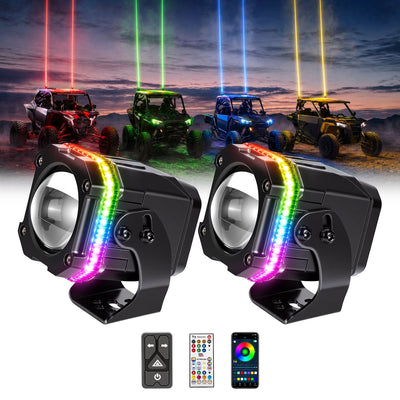 UTV/ATV Universal RGB Whipless LED Whip Lights with Turn Signal - Kemimoto