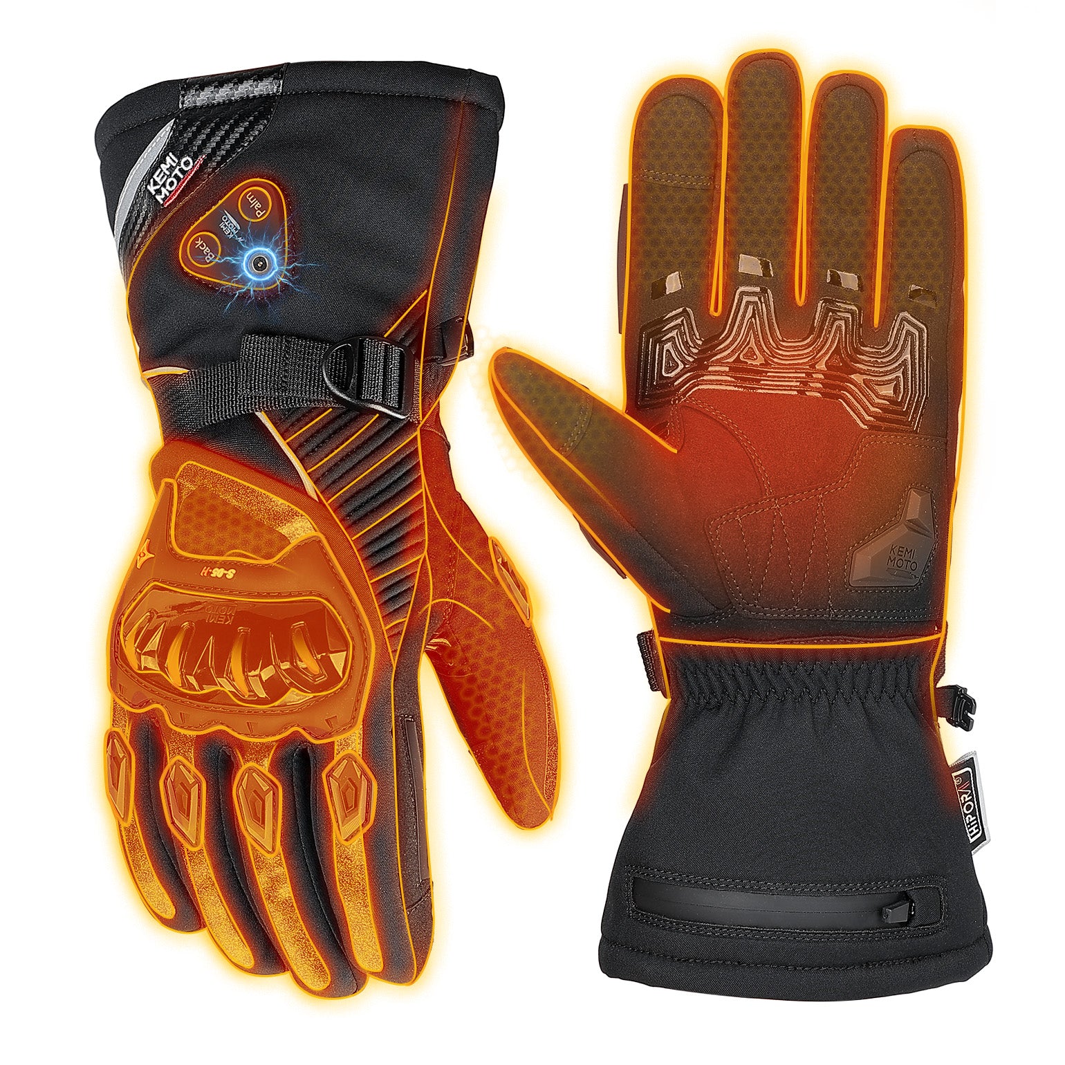 Heated Winter Motorcycle Riding Gloves  Gear with Magnetic Quick-Release Power Cable