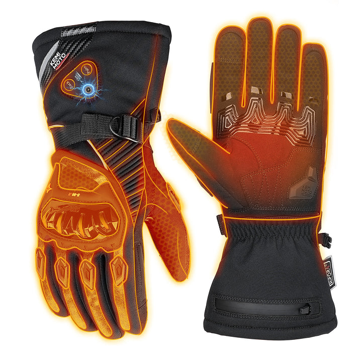 Heated Winter Motorcycle Riding Gloves  Gear with Magnetic Quick-Release Power Cable