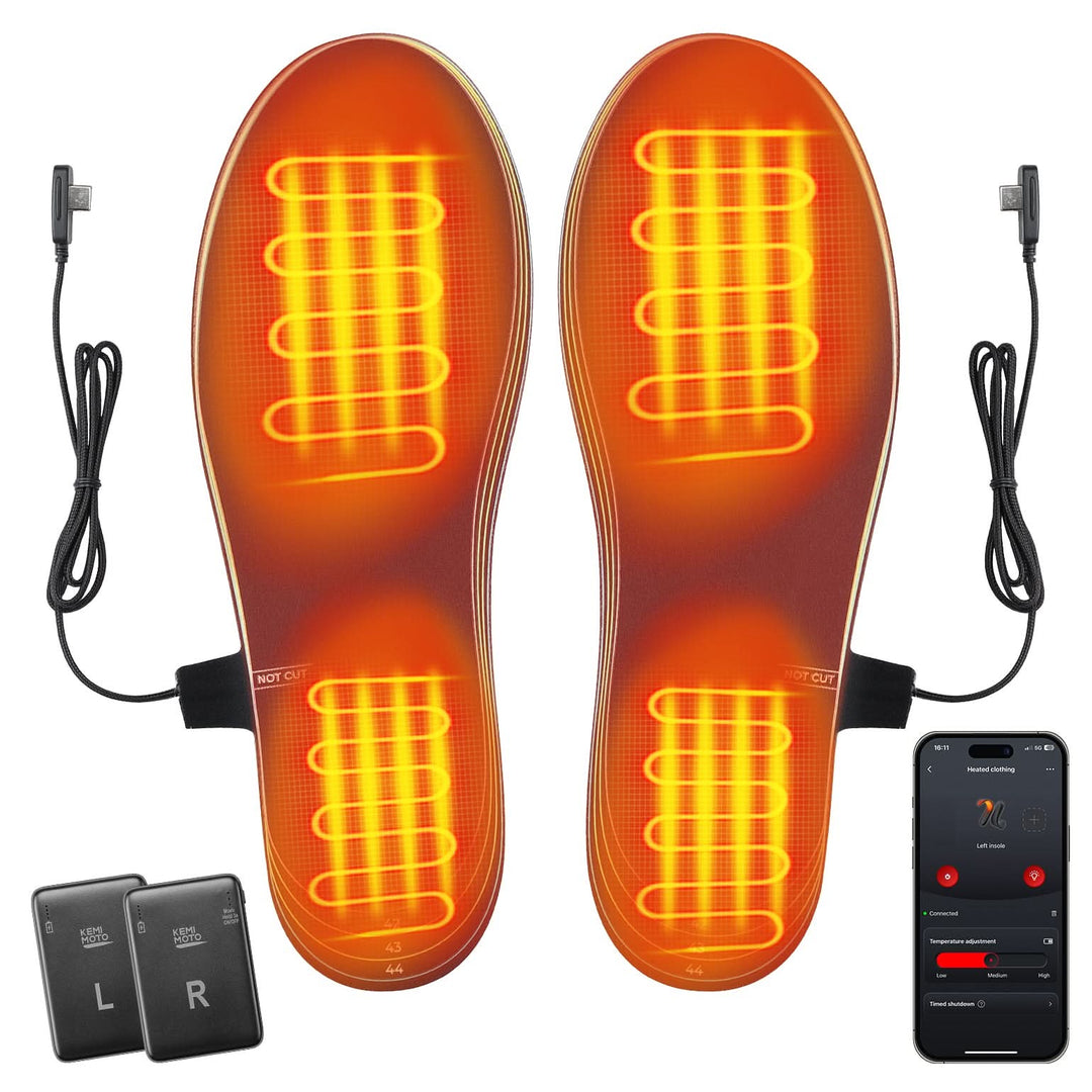 Heated Insoles APP Control Full Foot Heat Trim-to-Fit 5000mAh
