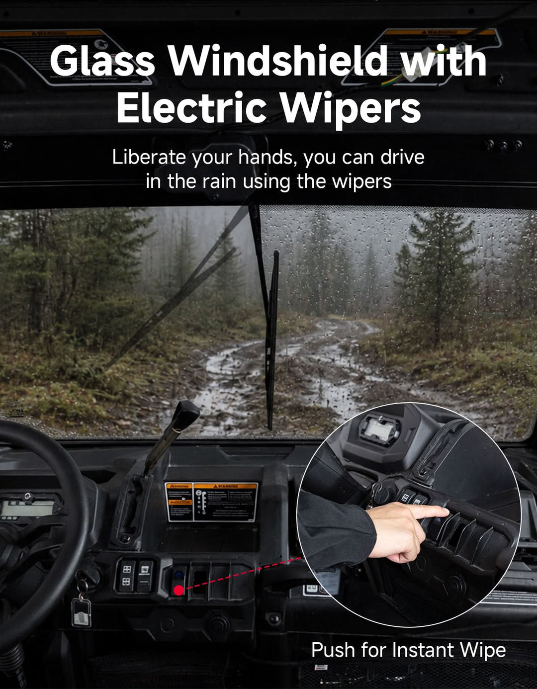 7mm Laminated Glass Windshield with Electric Wiper for Can-Am Defender & Defender MAX