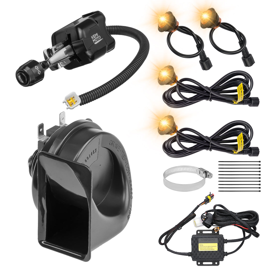 UTV/ATV Universal Turn Signal Kit with Column Switch & Horn - Kemimoto