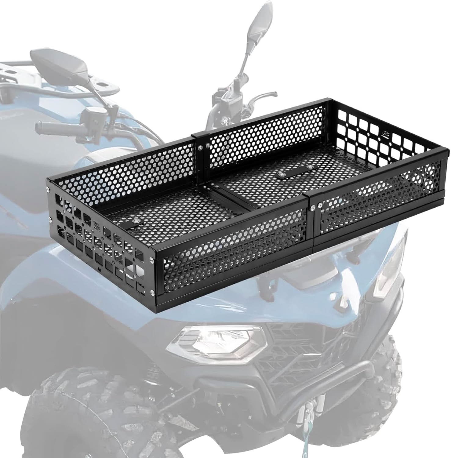 ATV Front Cargo Basket with Steel Mesh Surface for Kawasaki, Universal for Golf Cart Tractor - Kemimoto