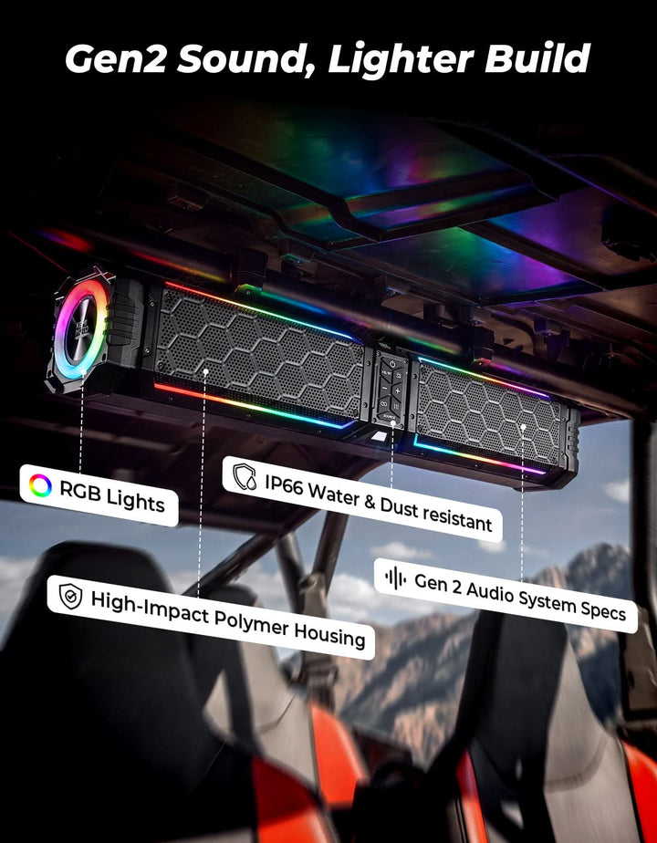 Kemimoto Midnight 70 Lite Gen2 28-inch 8 Speaker UTV Sound Bar Polymer