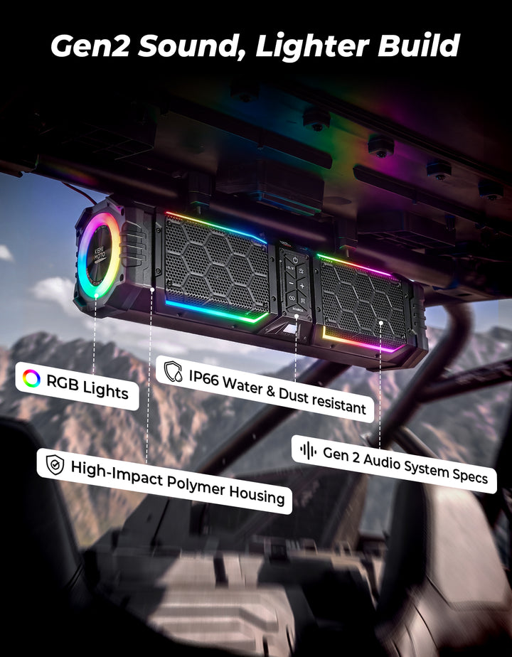 Kemimoto Midnight 50 Lite Gen2 20-inch 6 Speaker UTV Sound Bar Polymer