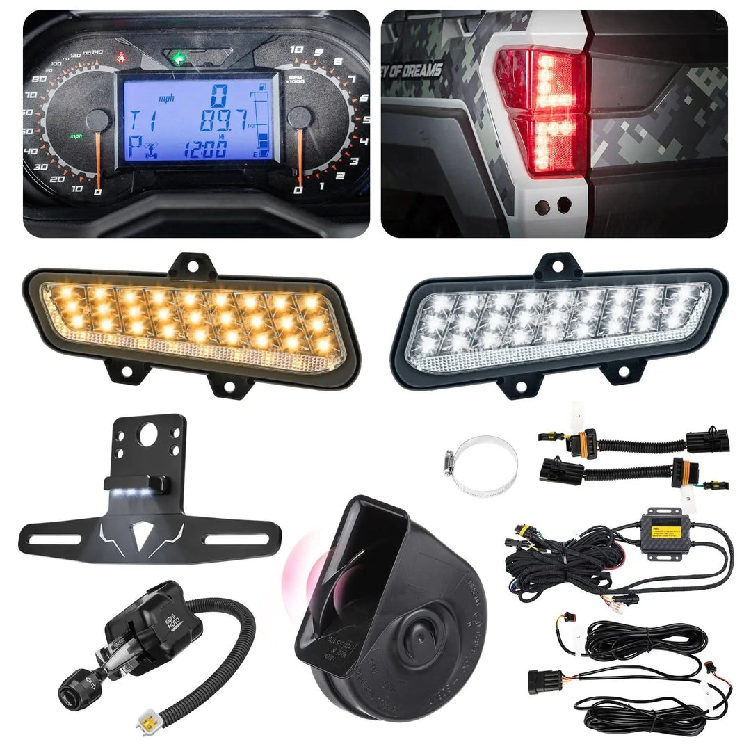 UTV Turn Signal Kit with Dash Indicator and Brake Light for Polaris Ranger 1000 XP / Crew 2025-2027