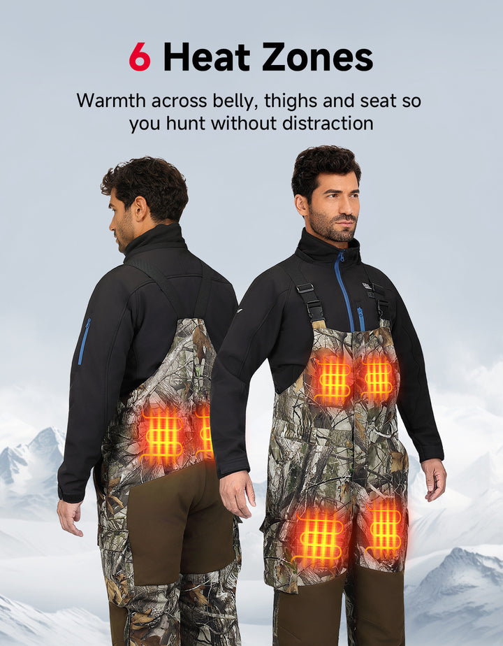 Men’s Heated Hunting Bibs – 30s Fast Heating, 10000mAh Battery