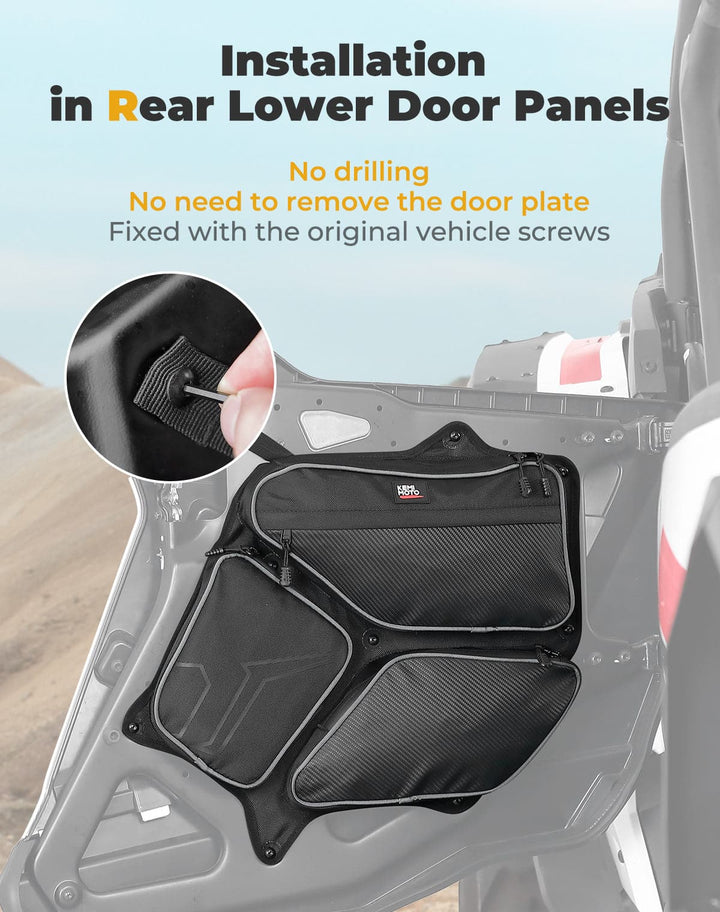 Rear Door Storage Bag PVC Tool Bags for 2024-2025 Polaris RZR XP 4 1000 - Kemimoto
