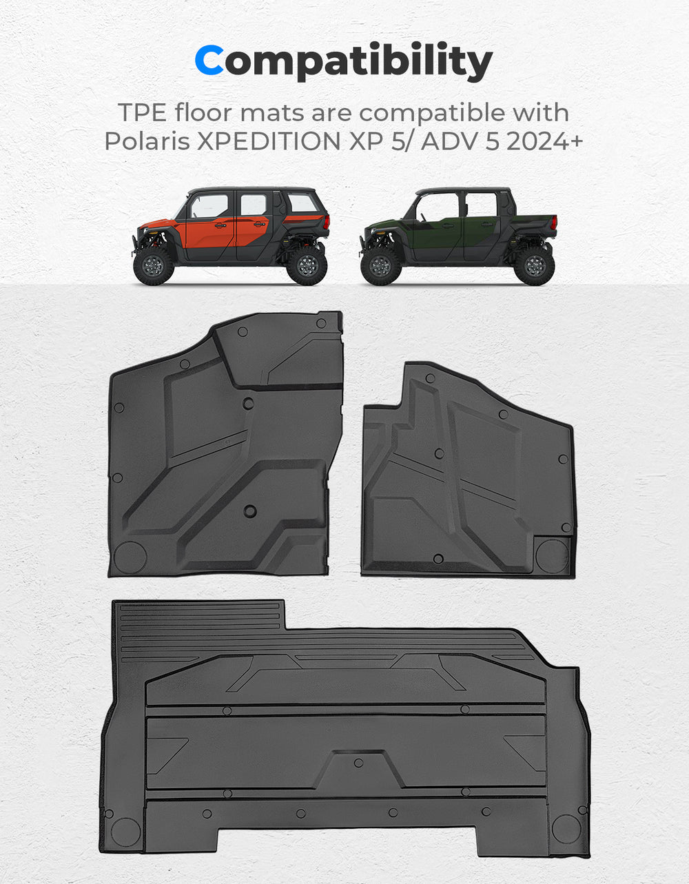 Front and Rear TPE Floor Mat for Polaris Xpedition XP 5/ADV 5 2024+ - Kemimoto