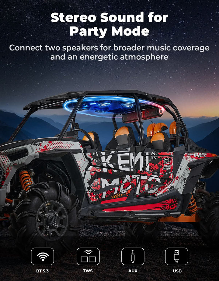 UTV Audio Roof System with 4 Speakers for RZR XP4 1000 (2014-2023) - Kemimoto