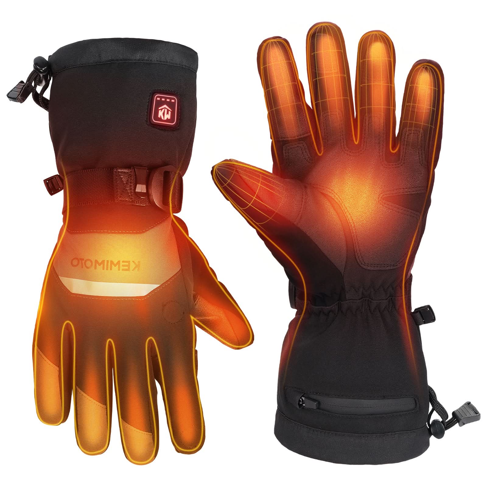 Men’s Heated Gloves 7.4V Battery Touchscreen Waterproof Winter (2PCS) - Kemimoto