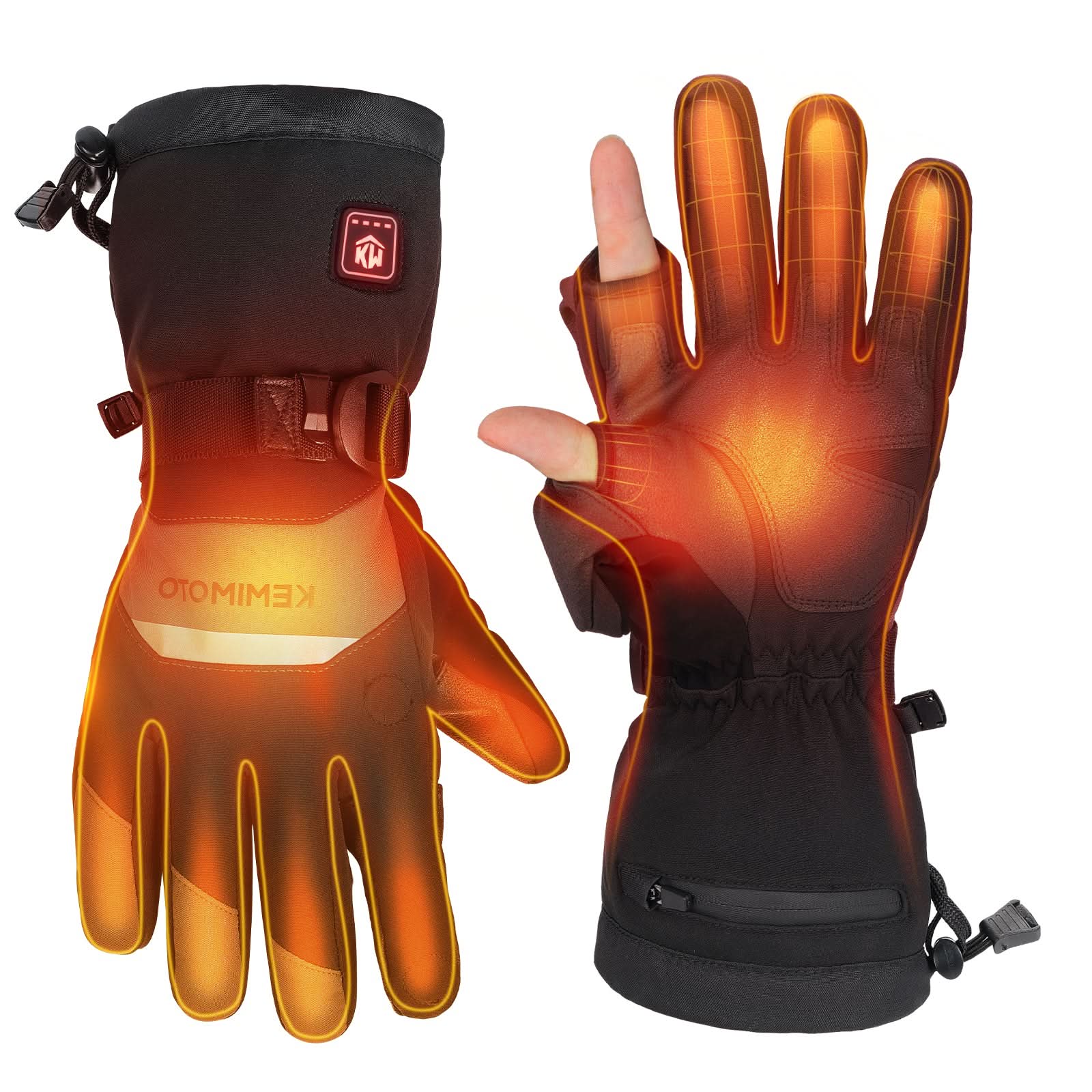 Men’s Heated Gloves 7.4V Battery Touchscreen Waterproof Winter (2PCS) - Kemimoto