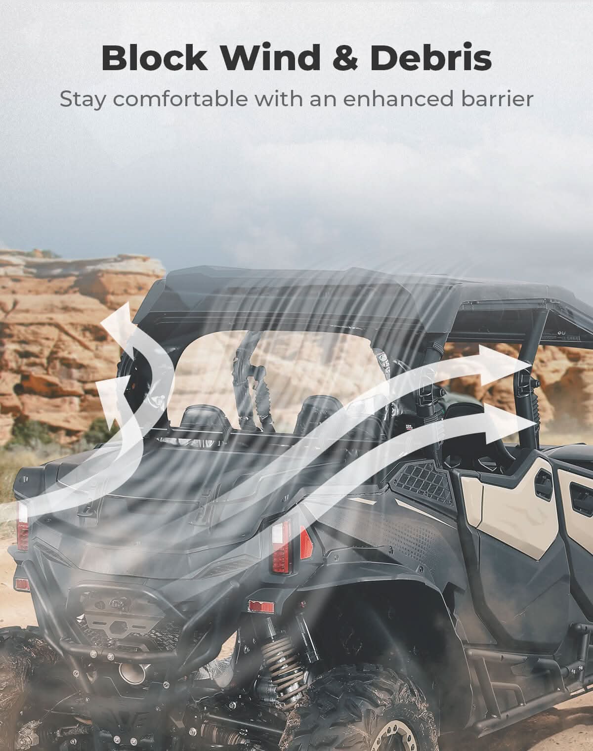 Soft Rear Windshield Roll Up/Down for CFMOTO ZForce 950 2023+ - Kemimoto