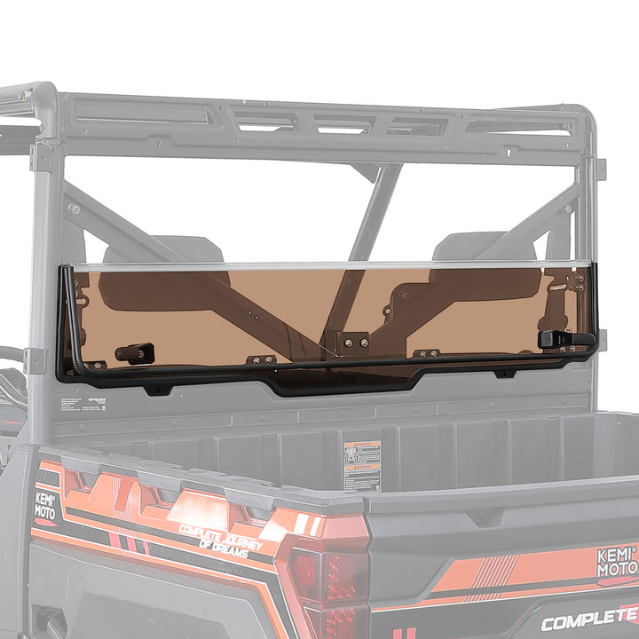 2-IN-1 Foldable Vented Rear Window for Polaris Ranger XP 1000/Crew 2017-2025 - Kemimoto