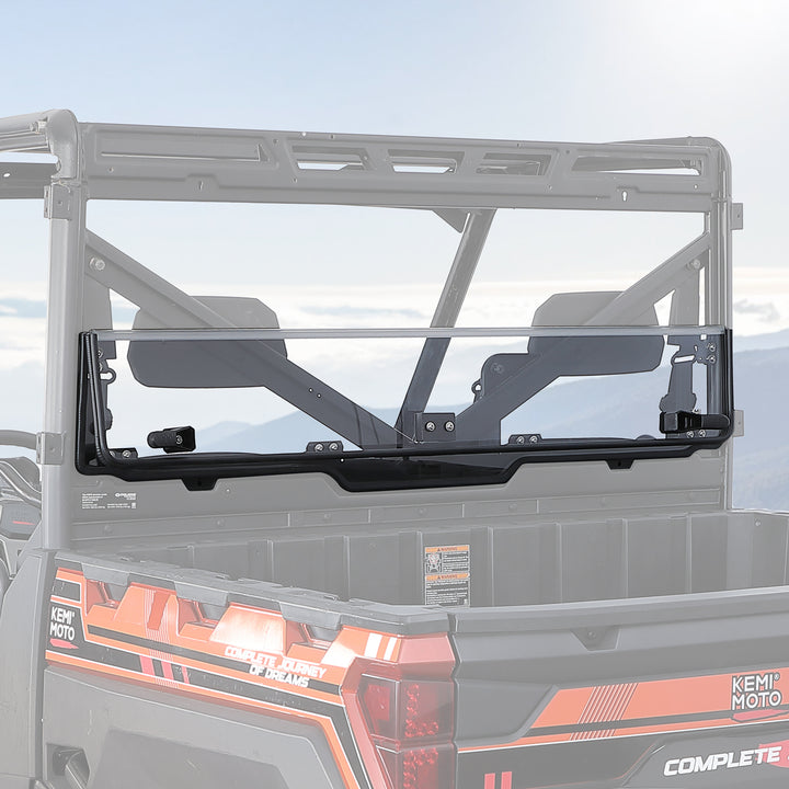 2-IN-1 Foldable Vented Rear Window for Polaris Ranger XP 1000/Crew 2017-2025 - Kemimoto