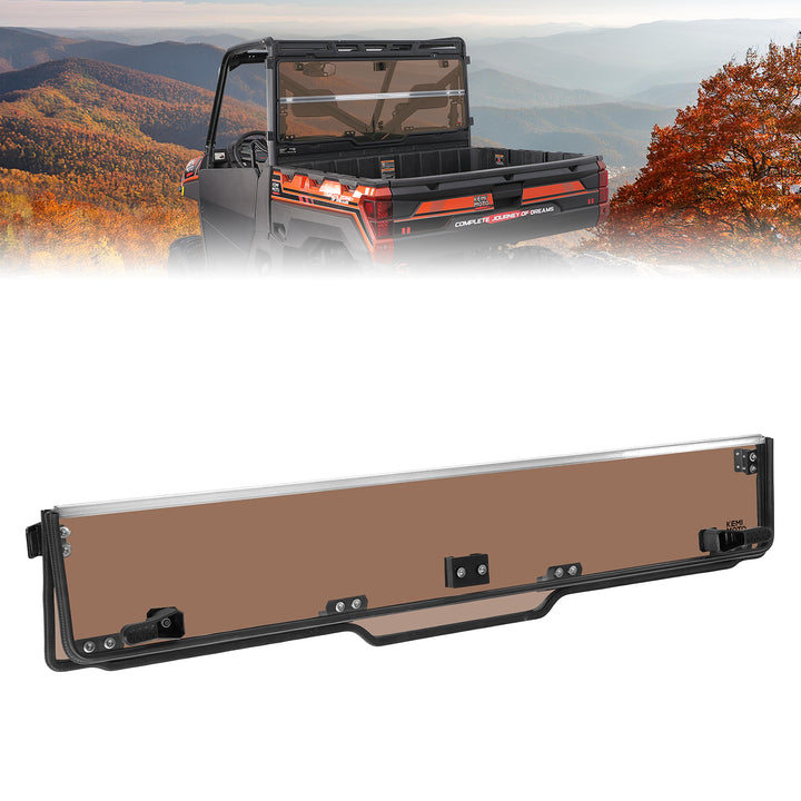2-IN-1 Foldable Vented Rear Window for Polaris Ranger XP 1000/Crew 2017-2025 - Kemimoto