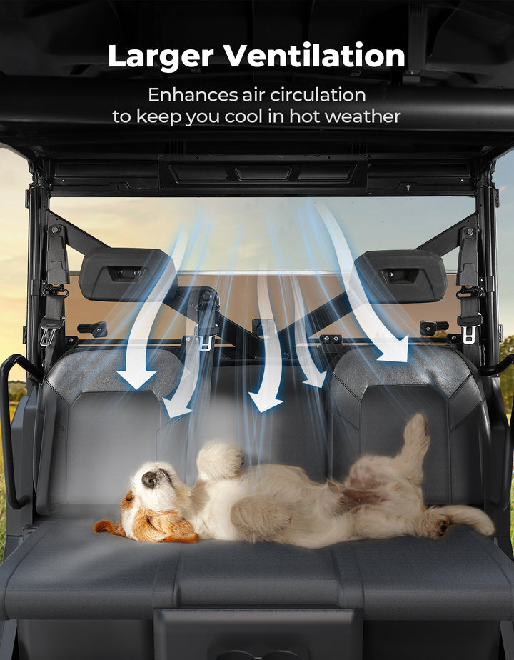 2-IN-1 Foldable Vented Rear Window for Polaris Ranger XP 1000/Crew 2017-2025 - Kemimoto