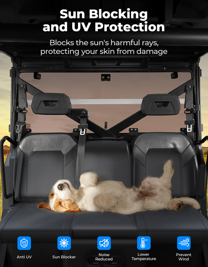 2-IN-1 Foldable Vented Rear Window for Polaris Ranger XP 1000/Crew 2017-2025 - Kemimoto