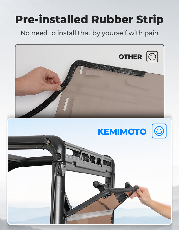 2-IN-1 Foldable Vented Rear Window for Polaris Ranger XP 1000/Crew 2017-2025 - Kemimoto