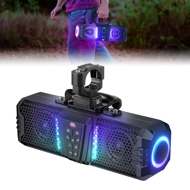 Barra de sonido UTV RGB 26'' Bluetooth luces multicolores 500W amplificador 1,75''-2'' barra antivuelco