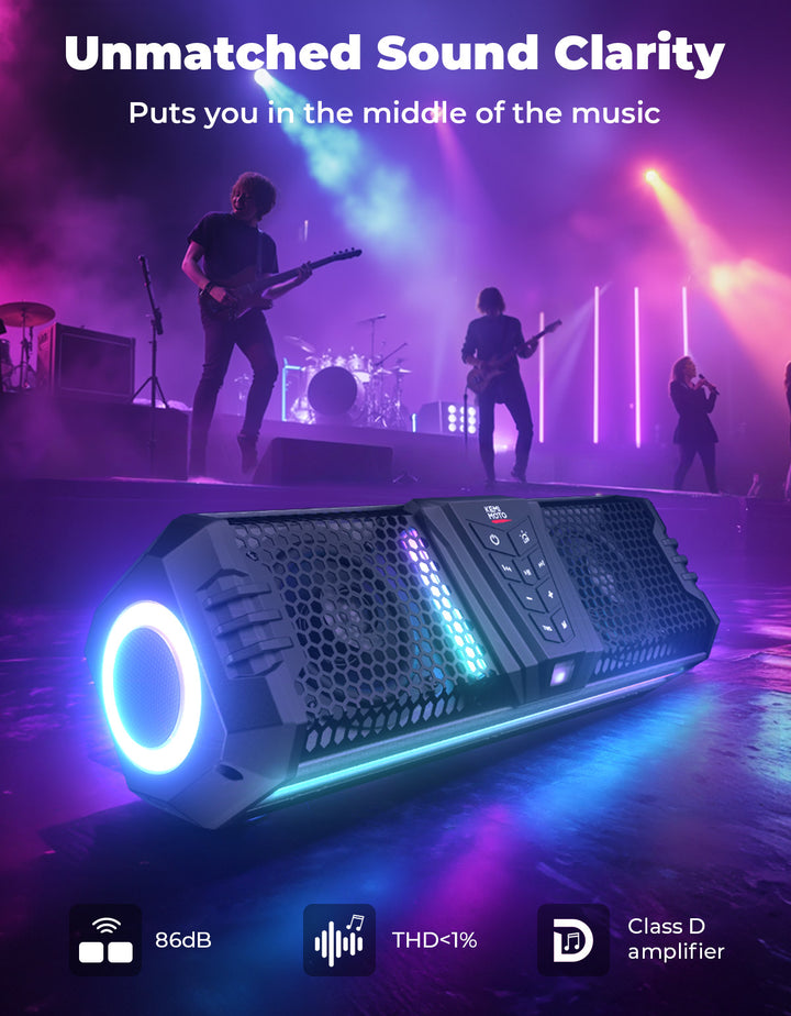Barra de sonido UTV RGB 26'' Bluetooth luces multicolores 500W amplificador 1,75''-2'' barra antivuelco