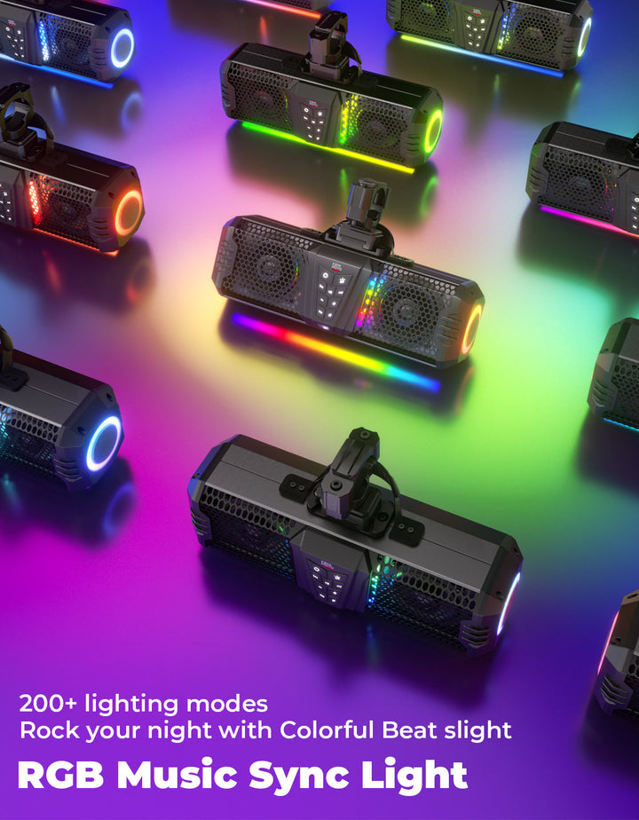 Barra de sonido UTV RGB 26'' Bluetooth luces multicolores 500W amplificador 1,75''-2'' barra antivuelco