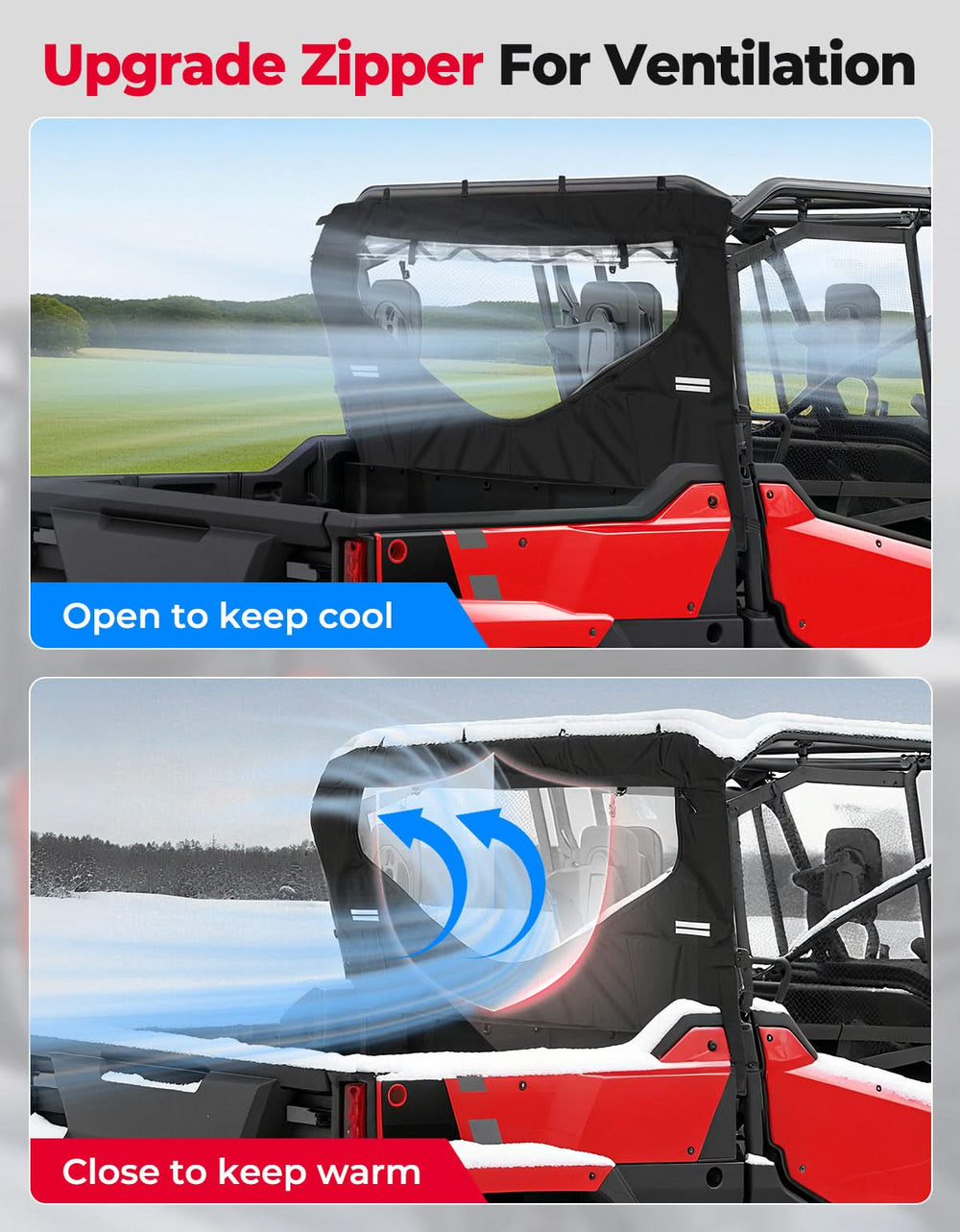 UTV Reflective Strips Design Back Window For Pioneer 1000 3P 6P (2016-2025) - Kemimoto