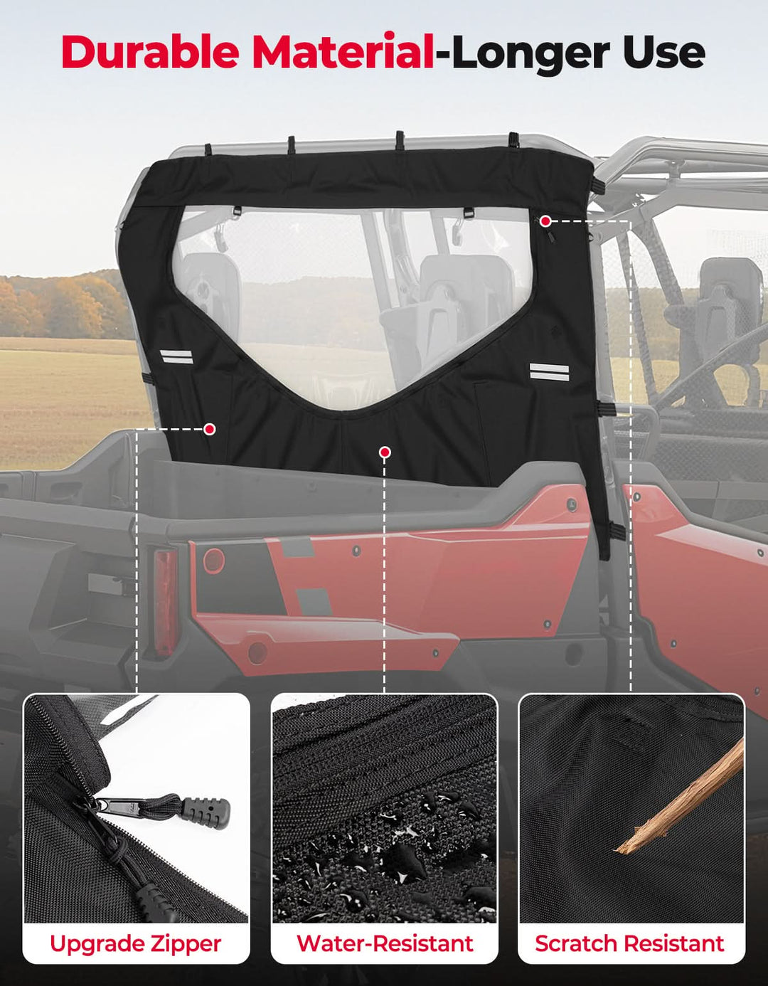 UTV Reflective Strips Design Back Window For Pioneer 1000 3P 6P (2016-2025) - Kemimoto