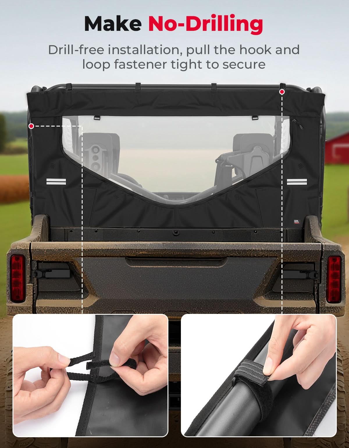UTV Reflective Strips Design Back Window For Pioneer 1000 3P 6P (2016-2025) - Kemimoto