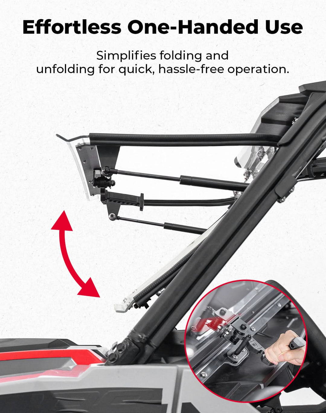 3-IN-1 Front Flip Windshield for Polaris General 1000, XP 1000, 4 1000 2016-2025 - Kemimoto