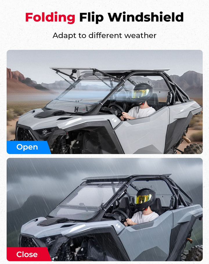 3-IN-1 Flip Windshield for 2025 Polaris RZR PRO