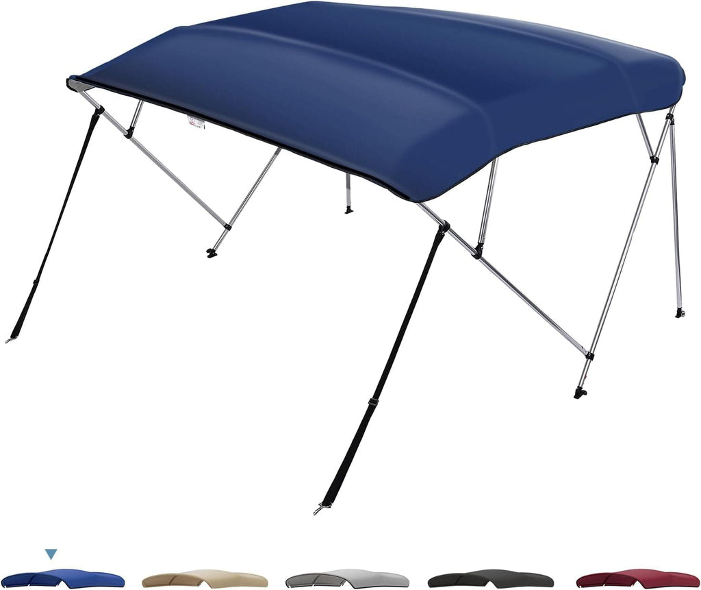 Vortex 4 Bow Bimini Top For Boat – 8ft Long, 79-84" Wide, 54" High, Navy Blue Complete Kit - View #6