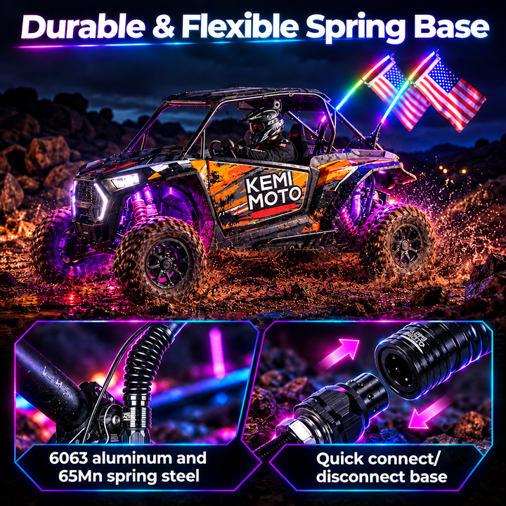 4FT LED Whip Lights & Rock Lights Combo Kit for UTV & ATV